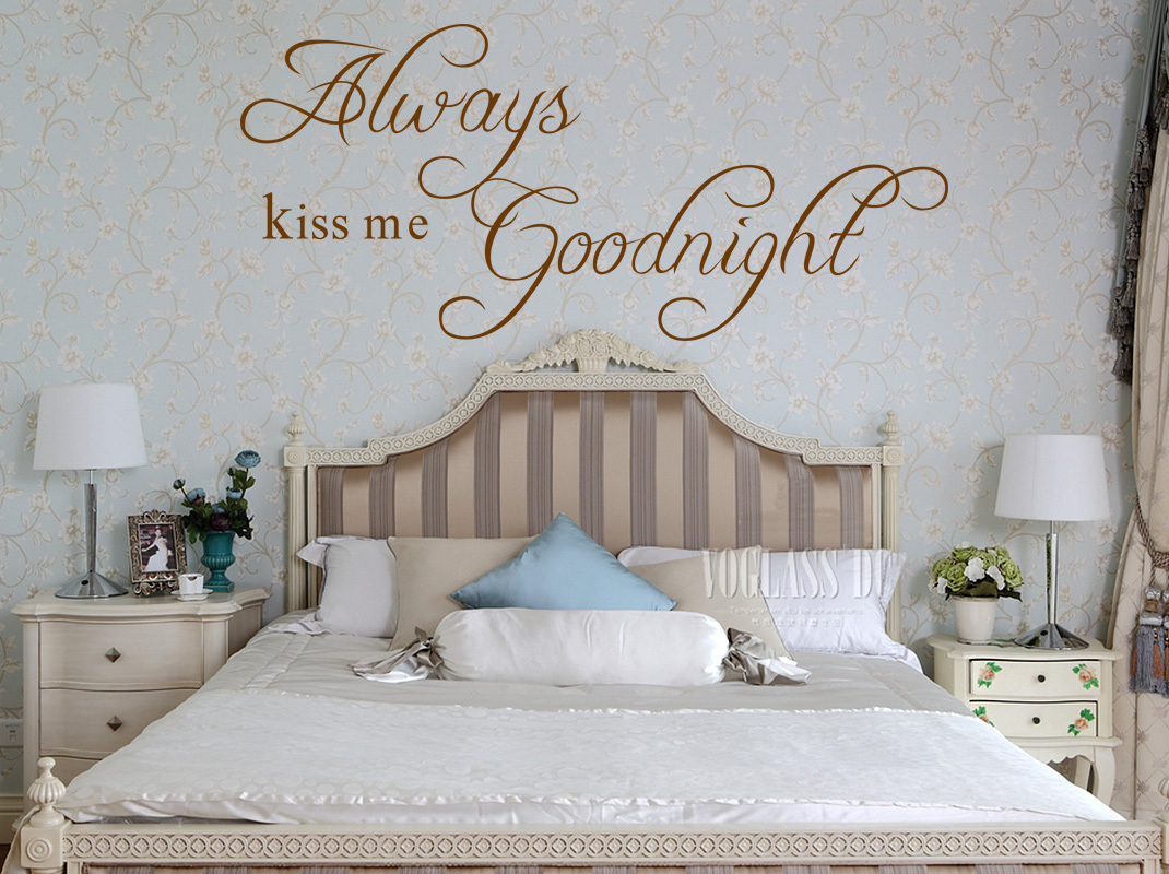 Hand Carving ALWAYS KISS ME GOODNIGHT Words Quote Wall ART Sticker UK RUI148