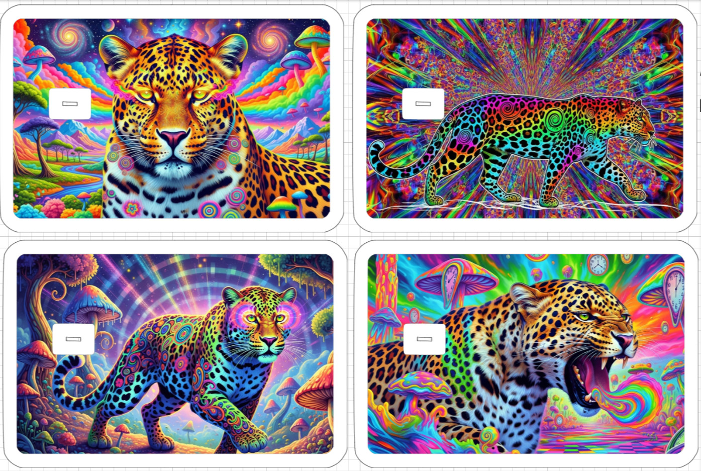 Acid Trip Leopard ATM Debit Credit Gift Card Sticker Skin Rainbow Neon Retro