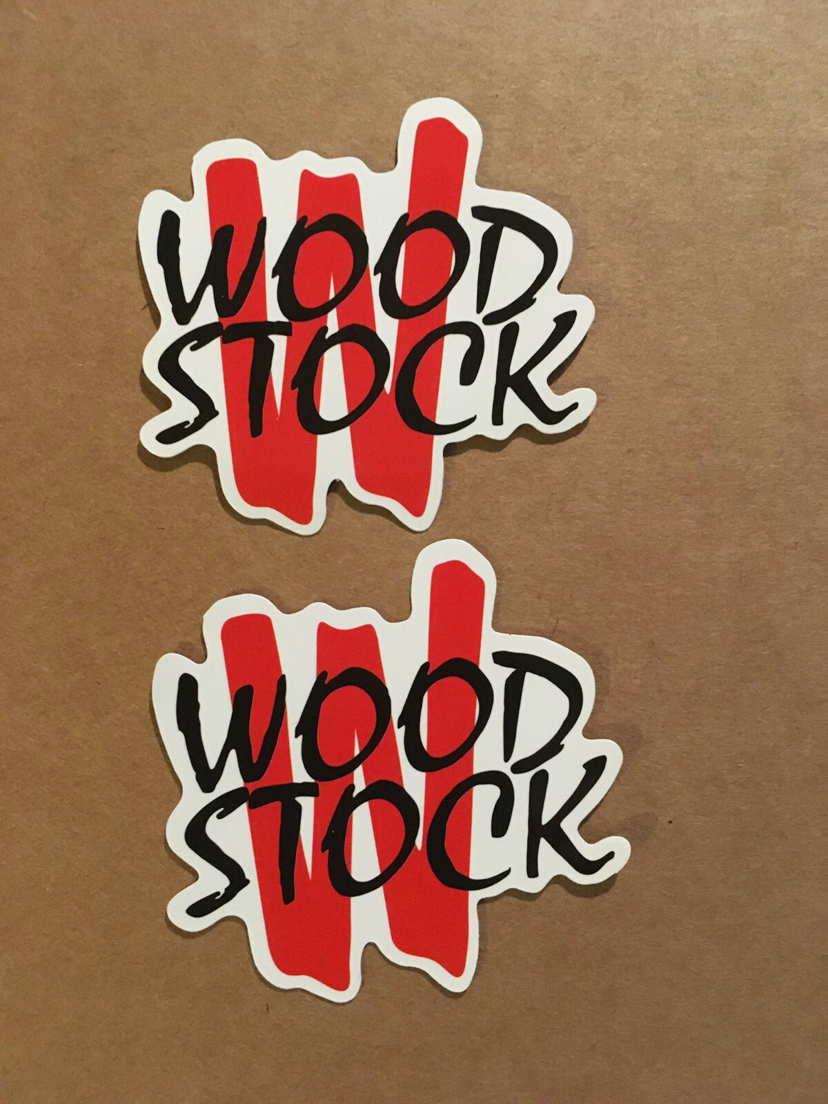 Lot of (2) WOODSTOCK Festival 2 1/4″ x 2 1/4″ Logo STICKERS Fast! FREE SHIP!
