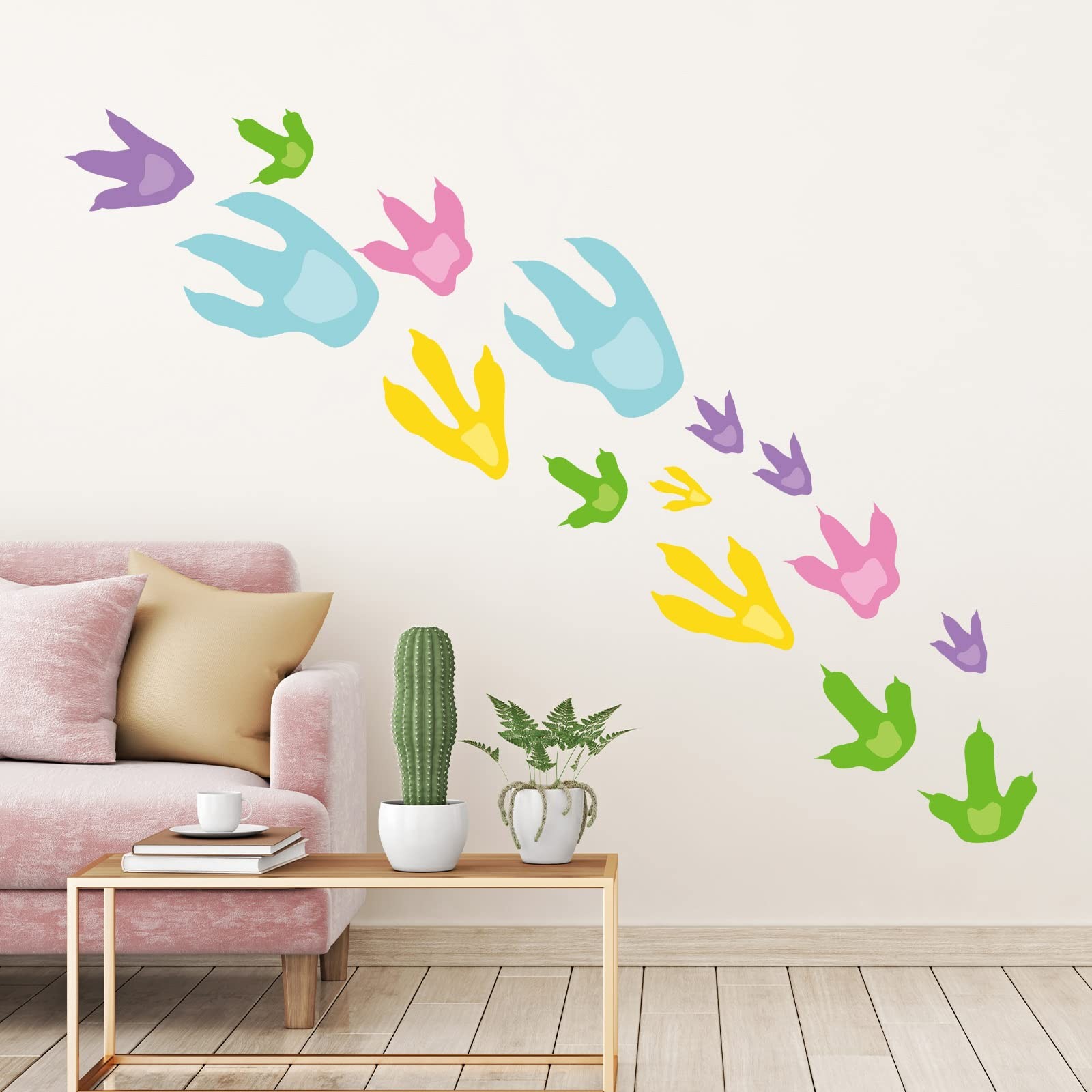 48 Pcs Dinosaur Footprint Stickers Wall Decals for Floor Removable Dinosaur F…