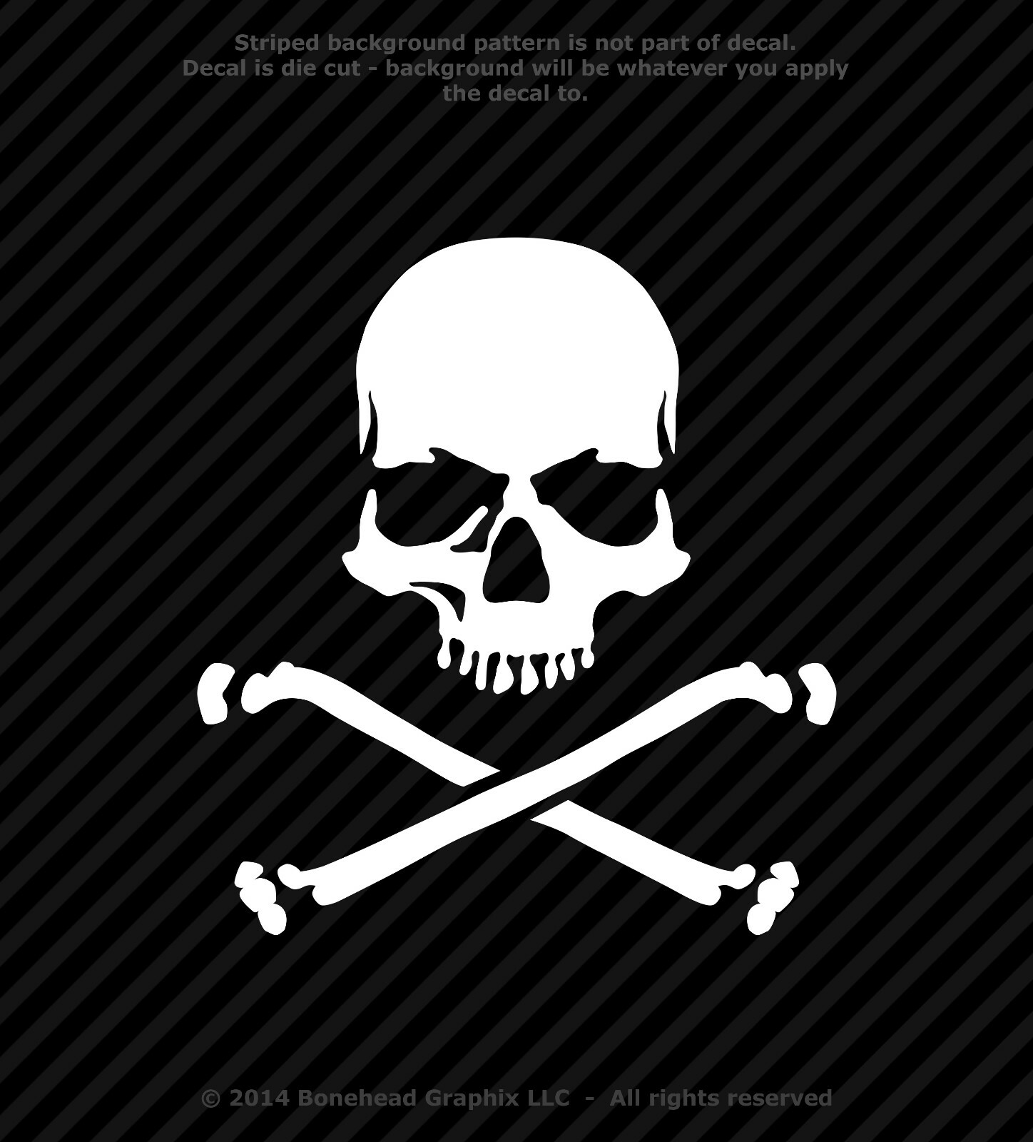Skull and Crossbones Jolly Roger L-XL Vinyl Decal Sticker Pirate Warning iPad