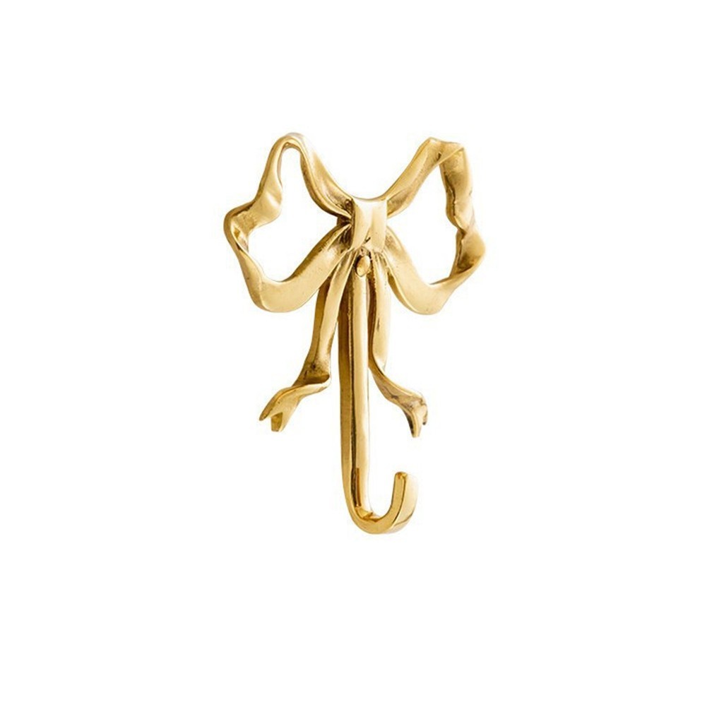 Wall Hooks with Bowknot Design Gold Tone Alloy 2.55 x 2.16 Inch per Piece