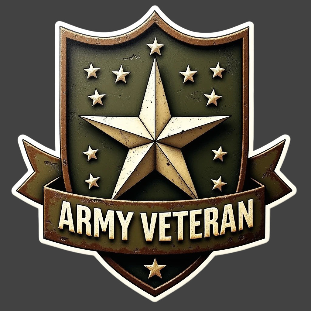 Army Veteran Shield Star Emblem Sticker Vinyl Decal Military Service Pride