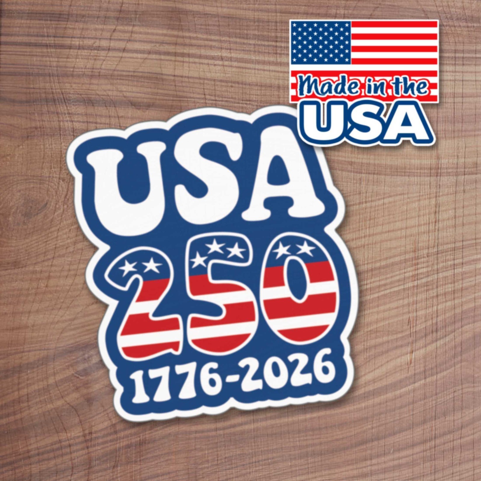 10 PACK Die Cut Stickers – Groovy America, Semiquincentennial, 250 Freedom USA