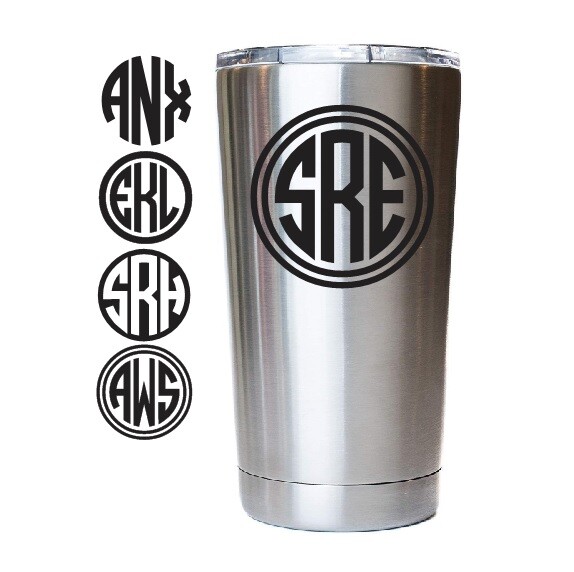 3″ Monogram Circle Custom Name Tumbler Cup Decal Sticker