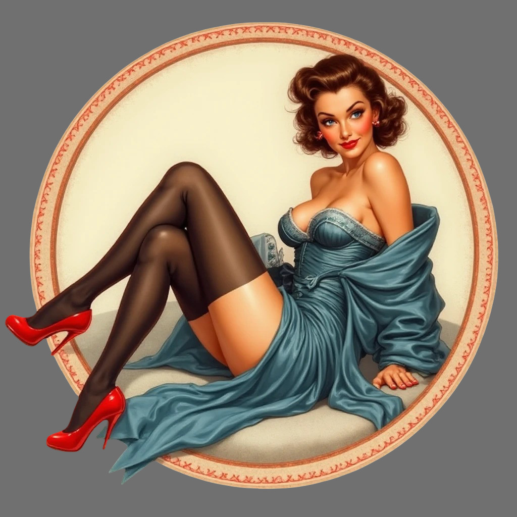 Pinup girl sticker vinyl decal sexy lingerie classic pinup retro red high heels