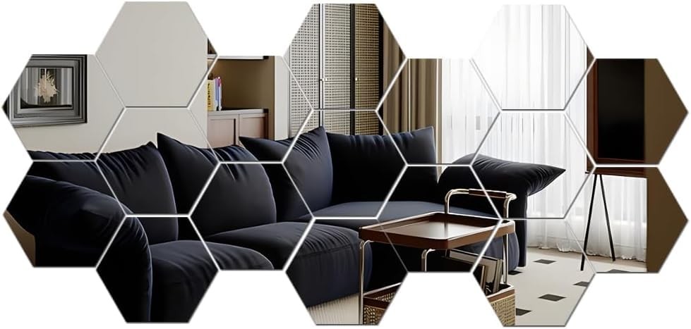 Mirror Wall Stickers – 12PCS Hexagon Art DIY Decorative Acrylic Plastic Tiles…