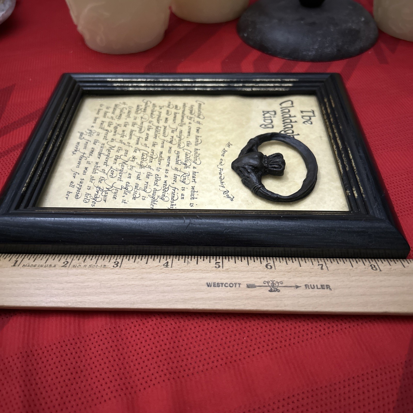 Irish Claddagh Ring Wall Hanging or standing Framed, History of Ring