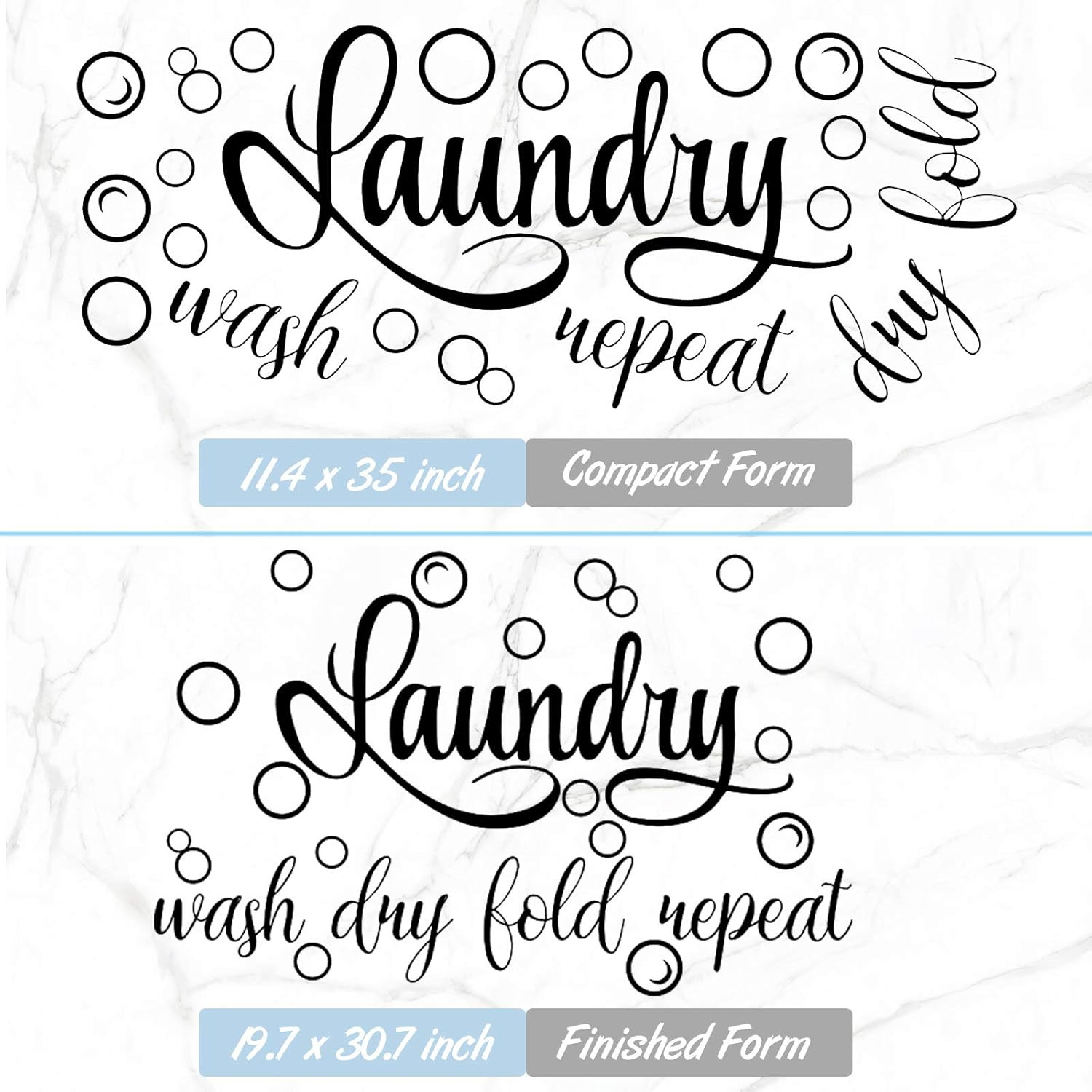 Zonon Laundry Room Decals Decor Stickers 19.7 x 30.7 Inch, Black