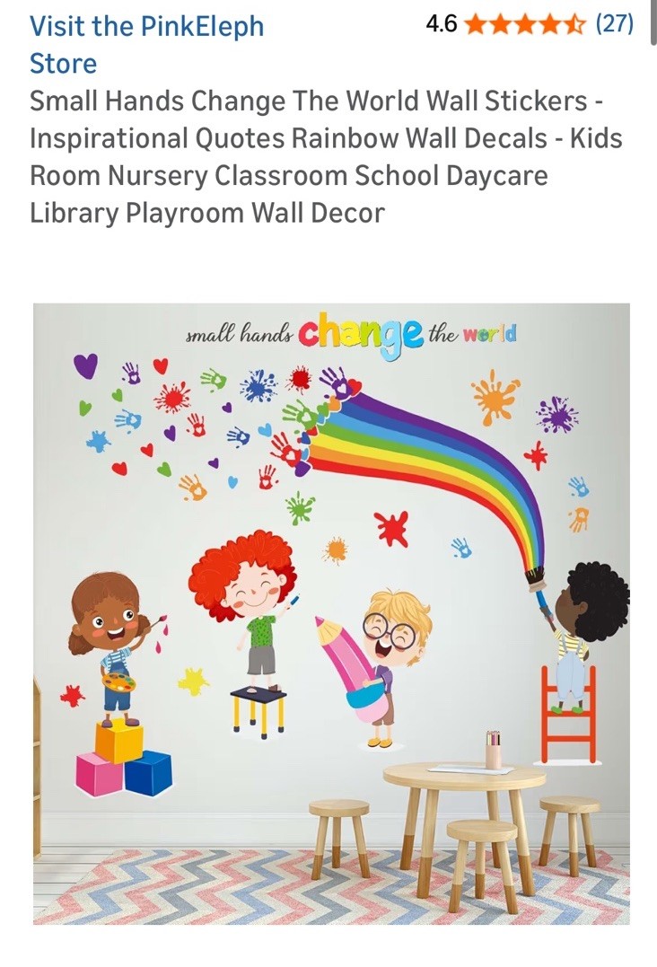 Small Hands Change The World Wall Stickers – Inspirational Quotes Rainbow