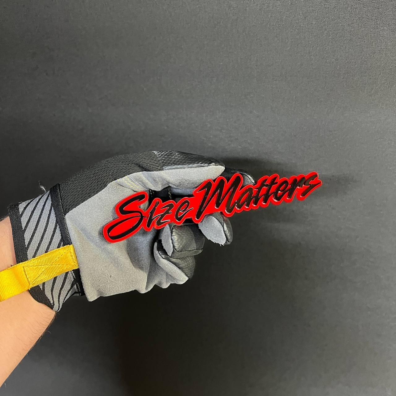 1x “SIZE MATTERS” Custom Text 3D Acrylic Car Emblem Badge Multicolor Laser Cut