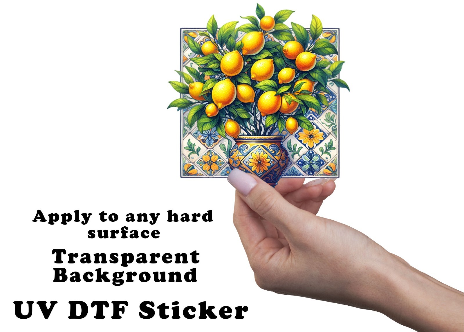 Lemon Vase Mediterranean UV DTF Transparent Sticker / Decal