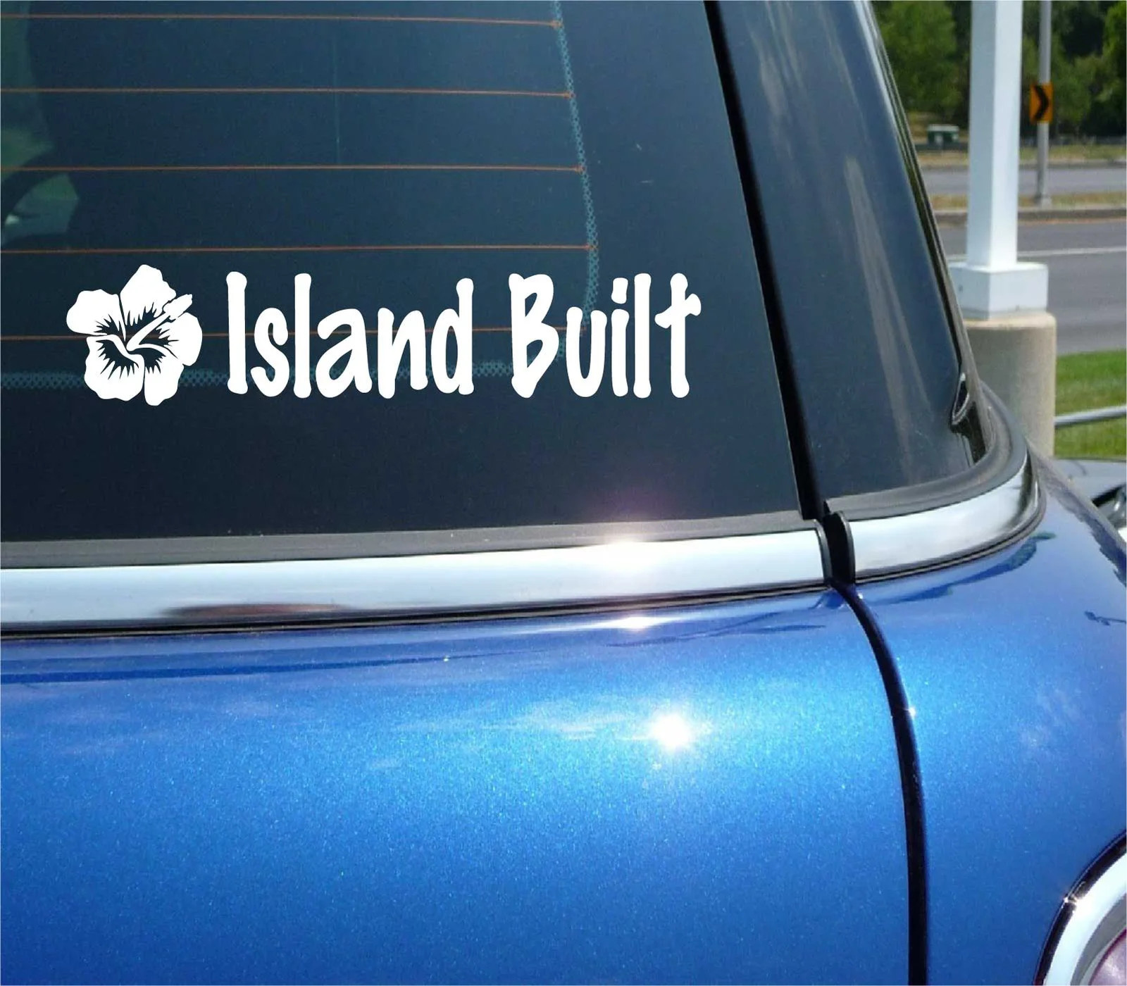 HIBISCUS FLOWER ISLAND BUILT OCEAN BEACH SAND DECAL STICKER FUNNY CAR TRUCK