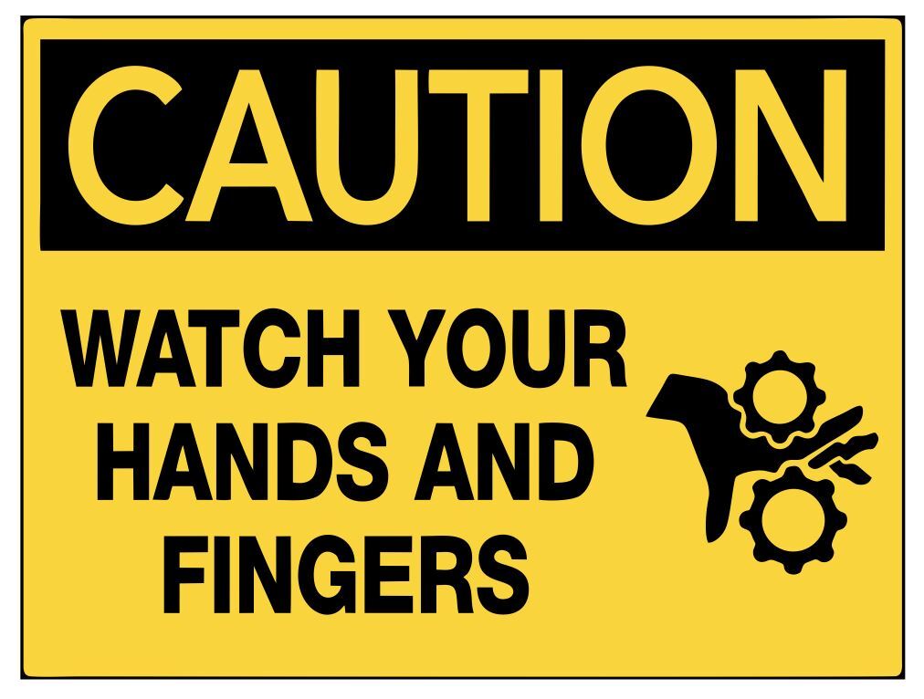 Caution Watch Your Hands and Fingers Safety Sign Sticker Decal Label D7314