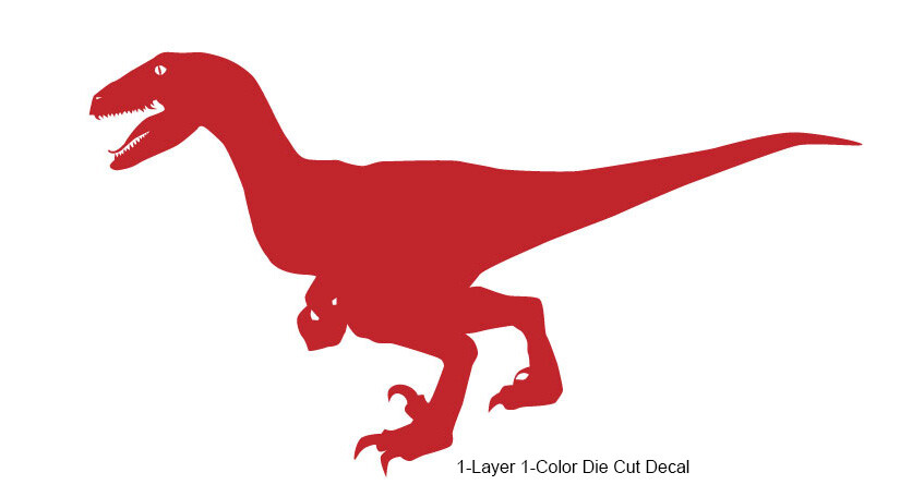 Dinosaur – Walking Velociraptor #5 – Jurassic Period – 4-21″ wide – DieCut Decal