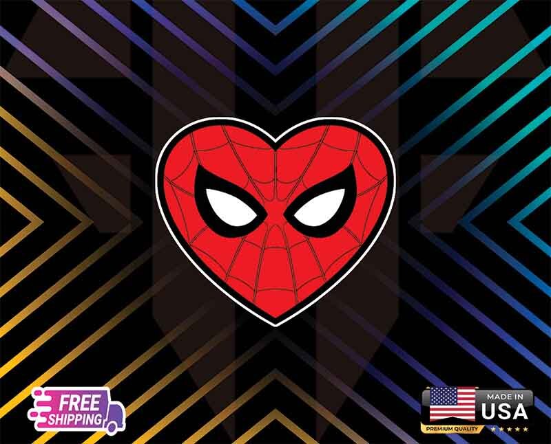 SPIDERMAN HEART DECAL CAR STICKER VINYL LAMINATED +FREE GIFT CUSTOM SIZE DM ME