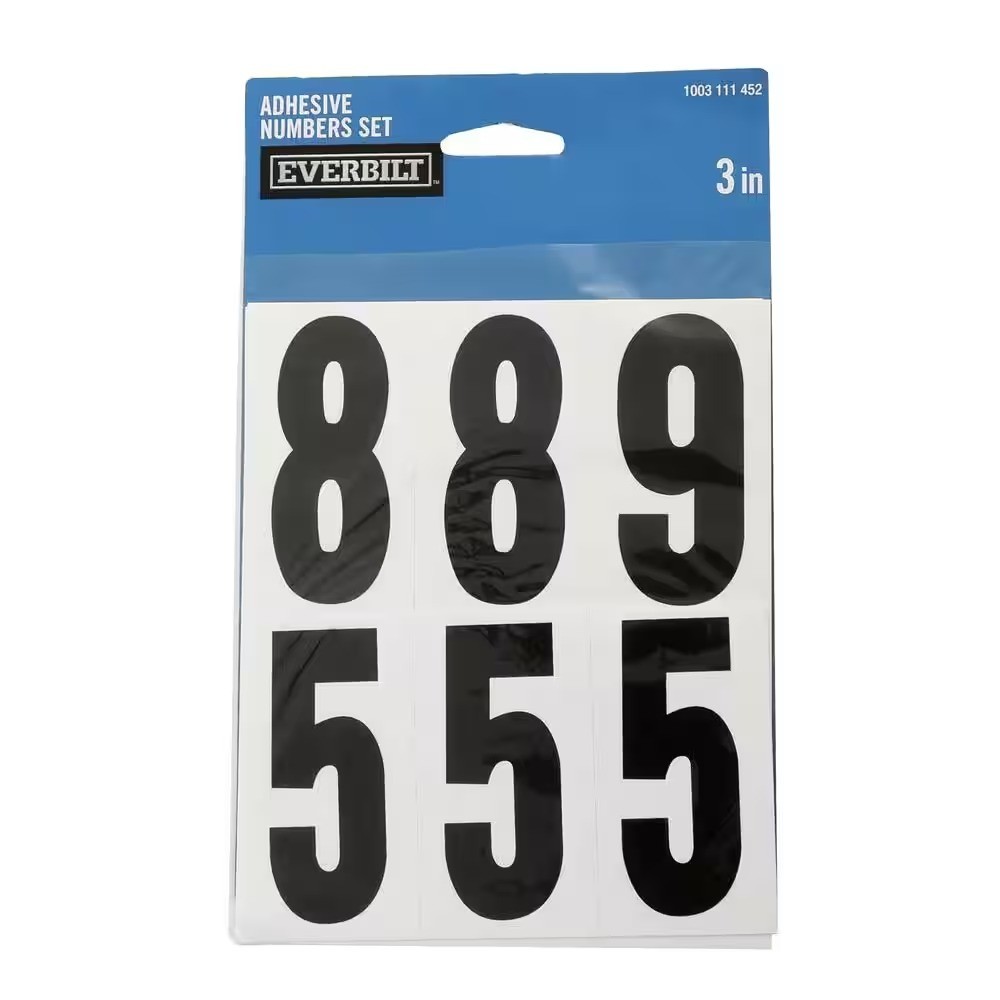 Everbilt 3 in. Self Adhesive Vinyl Mailbox Number Sticker Set non-porous surface