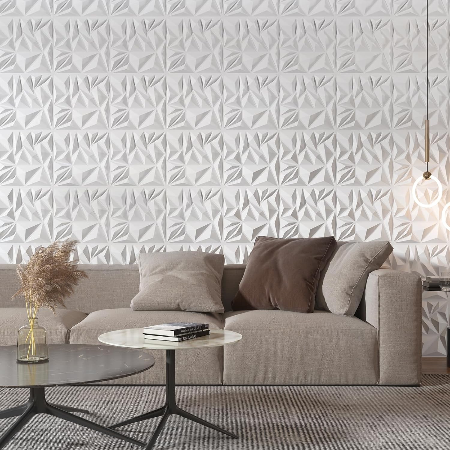 3D Wall Panels 33 Pack 12×12 PVC Textured Accent Wall Diamond Design Wall Decor