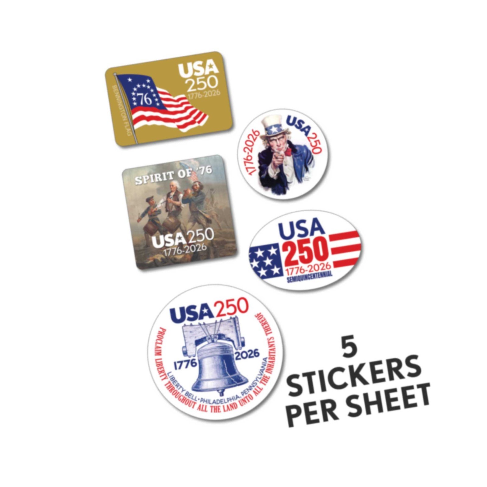 10 Die Cut Sticker Sheets – CLASSIC America, Semiquincentennial, 250 Freedom USA