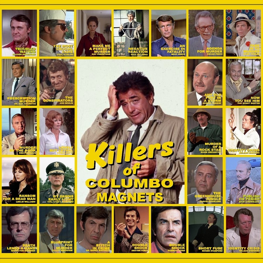 Columbo Villians and Killers Fridge Magnets 2.25″ x 3.0″ Vintage TV Show