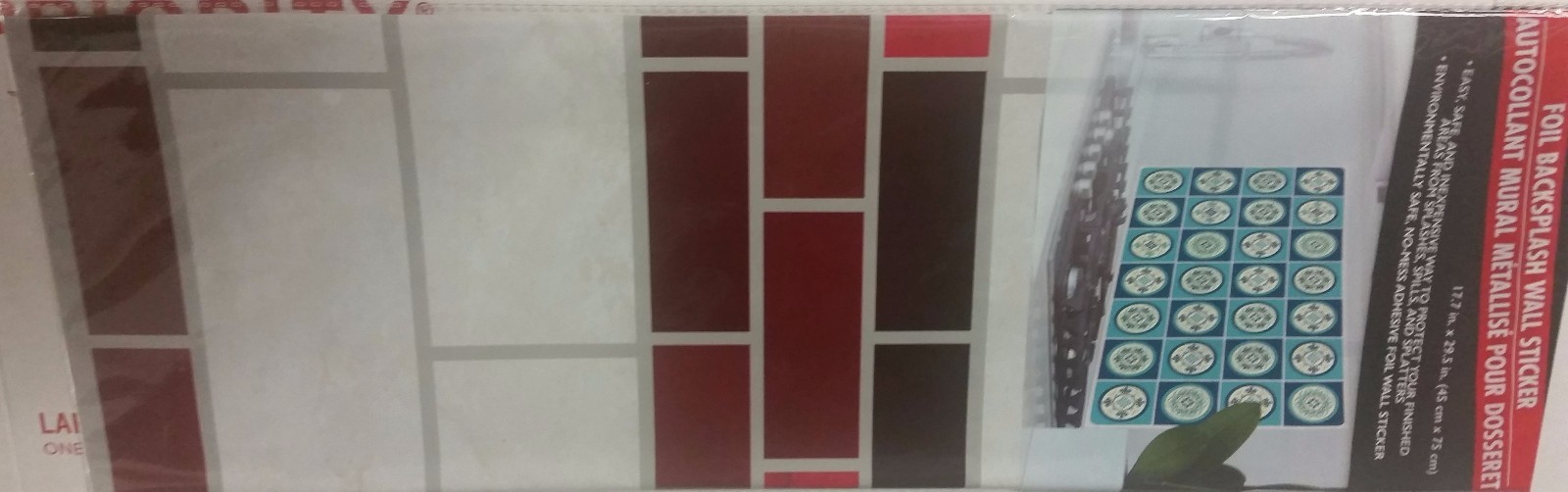 Kitchen Stove Backsplash Sticker/Wall Decal 30″x18,COLORFUL RECTANGLES,BRICKS,GR