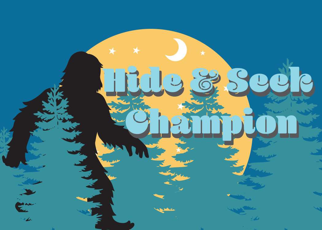 Bigfoot “Hide & Seek Champion” Fridge Magnet Decor – 3.5″ x 2.5″ Made in USA