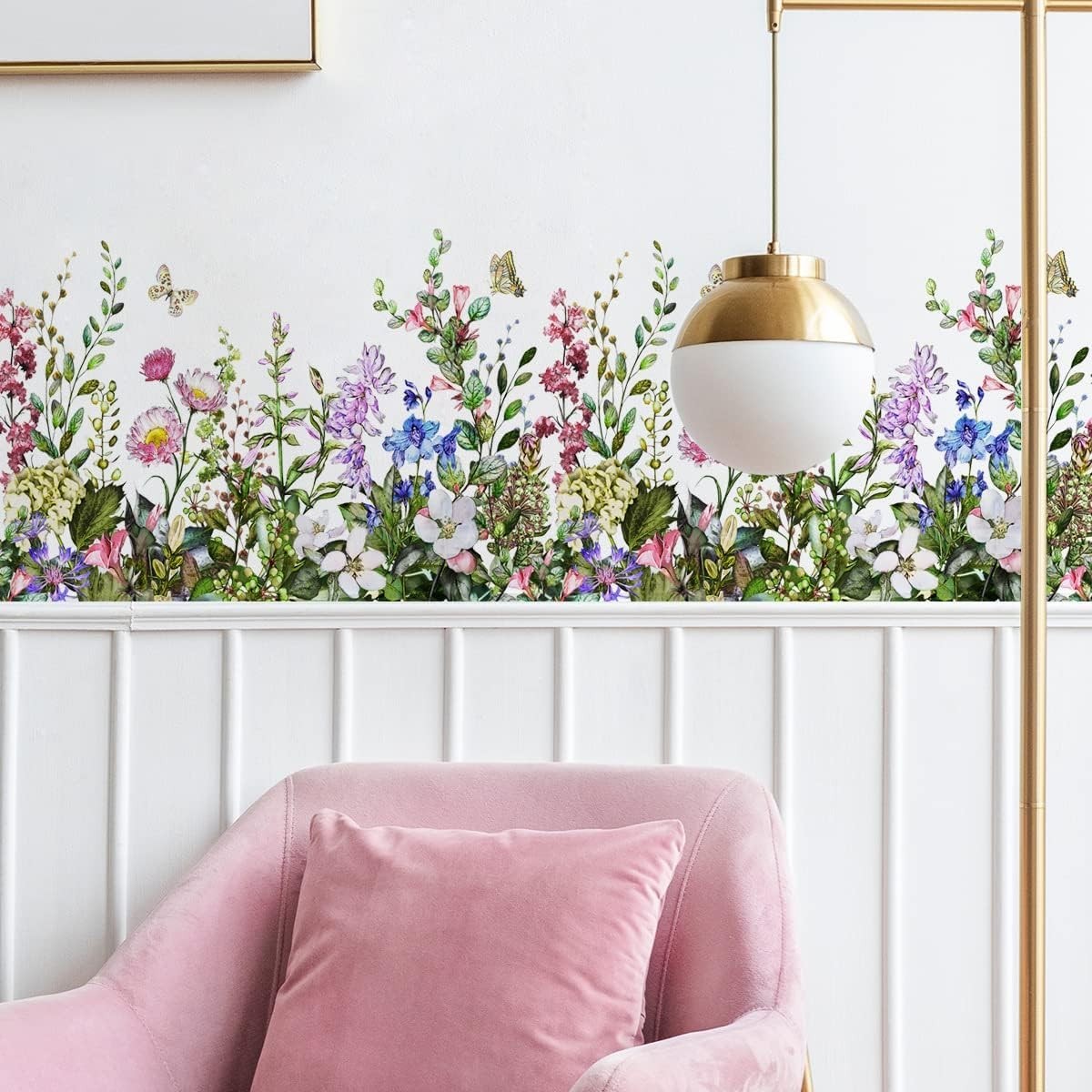 Colorful Corner Wall Stickers with Flowers and Butterflies – Easy to Install