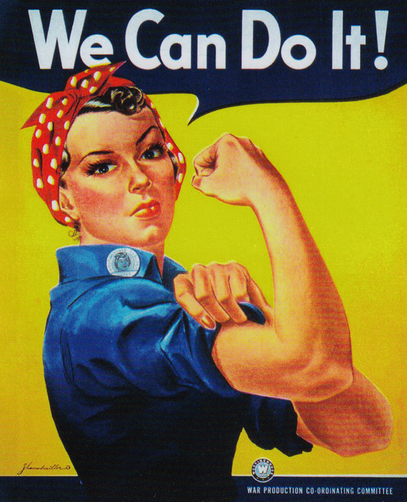 Sticker – Rosie The Riveter Vintage War Effort Repro 3.5″ x 4.25″ Color #13385