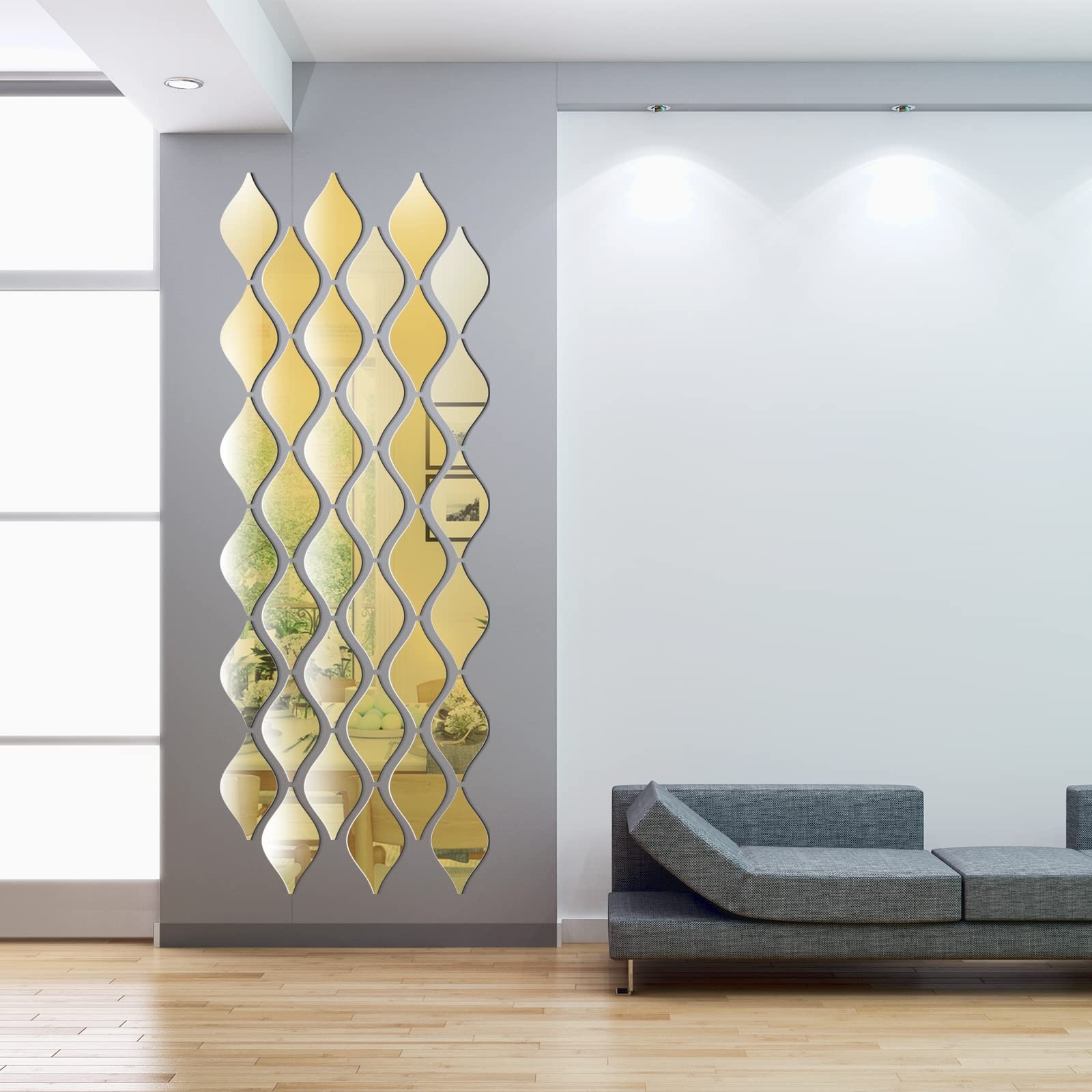 30 Pcs Mirror Wall Stickers Decor Acrylic 3D Tear Drop Decorative Mirrors Sticke