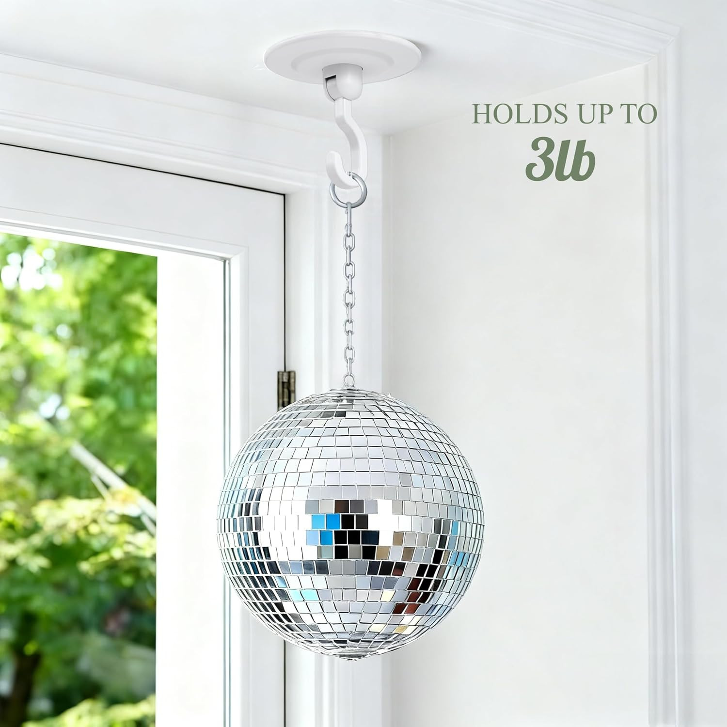 Adhesive Wall & Ceiling Decor Hooks: 4-Pack 3 lbs Heavy Duty No-Drill 360° Swive