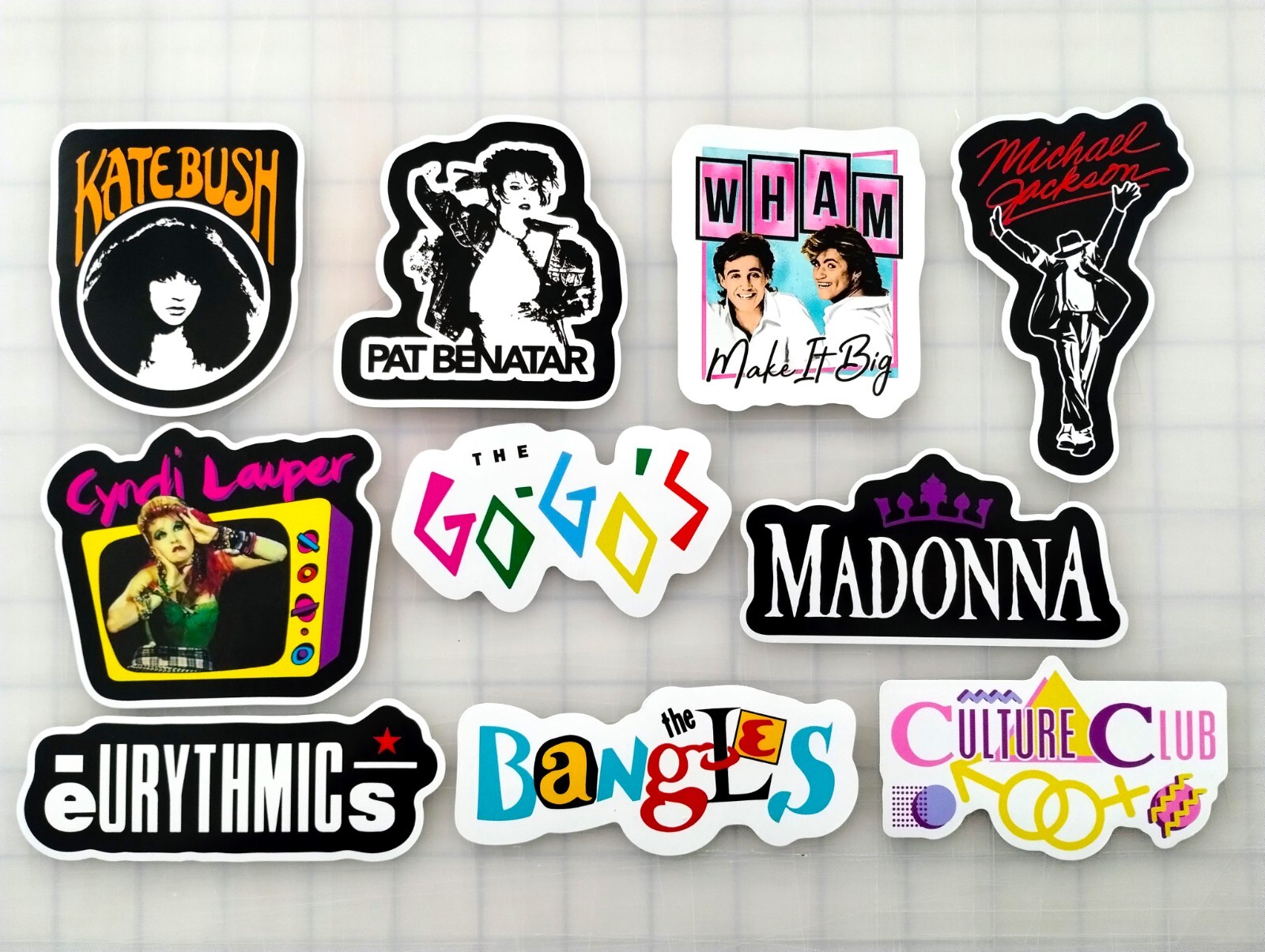 80’s Pop Rock Band Vinyl Sticker Lot (10) SET 1 Benatar Lauper Go Gos Madonna