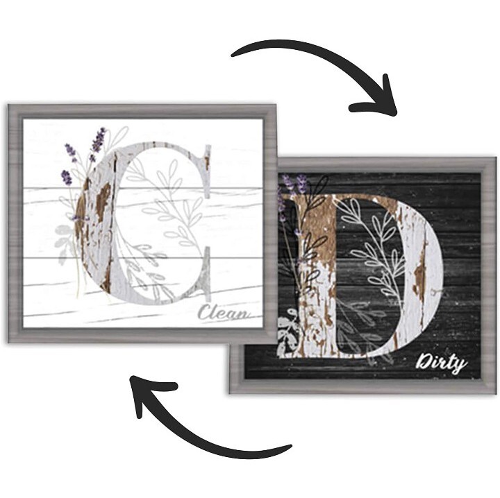Dishwasher Magnet Clean / Dirty Flip Sign Double Sided Magnetic Farmhouse Style