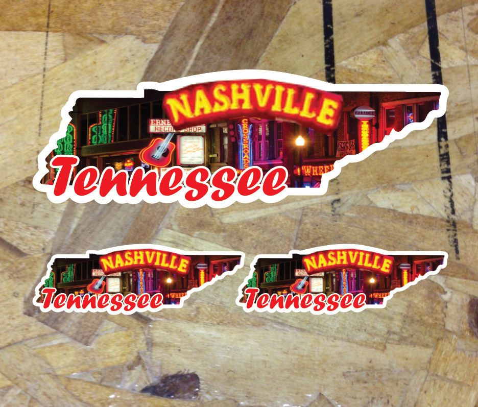 Nashville TN Tennessee USA State Map Vinyl Sticker Car Bumper Decal Country Rock