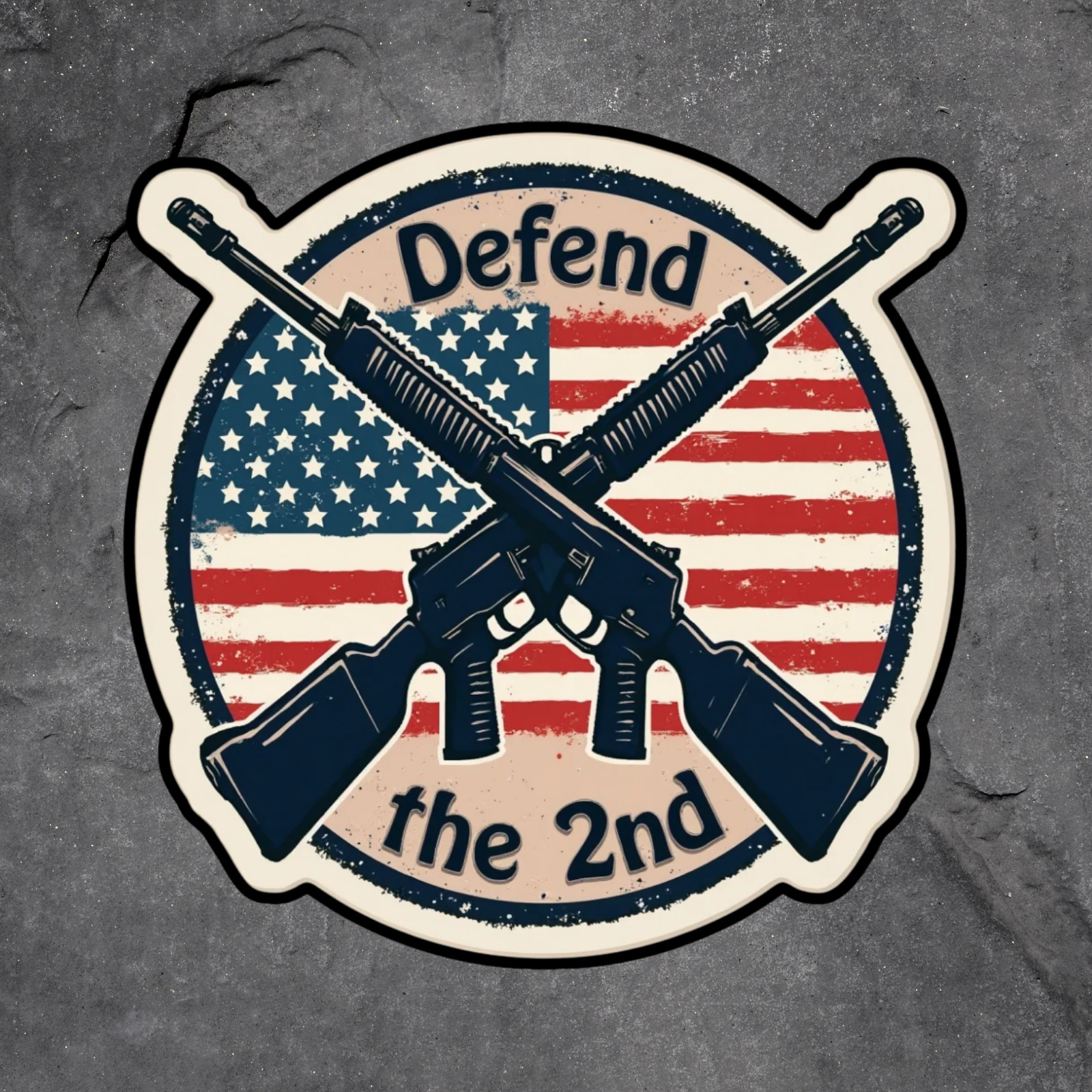 Defend The 2nd sticker vinyl decal crossed rifles American flag patriotic rights