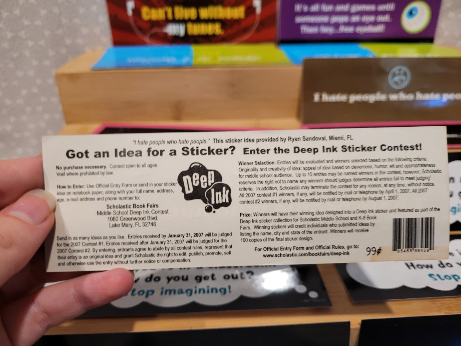 2000s Y2K Scholastic Book Fair Deep Ink I Hate People Mall Bookmark Sticker Lot