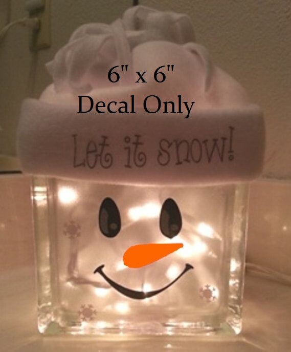 Snowman Face decal sticker for DIY 8″ Glass block