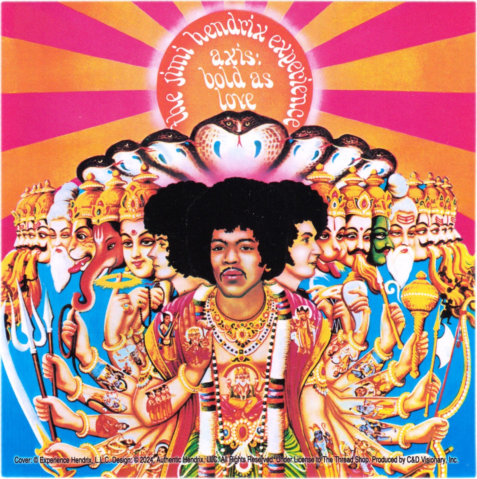 Sticker – Jimi Hendrix Axis Bold As Love Album Cover Art 4″ x 4″ Color #15219