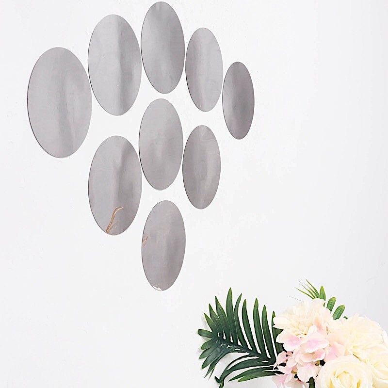 Round 12 Silver 6″ MIRROR STICKERS Acrylic WALL DECALS Dorm Rooms Decorations