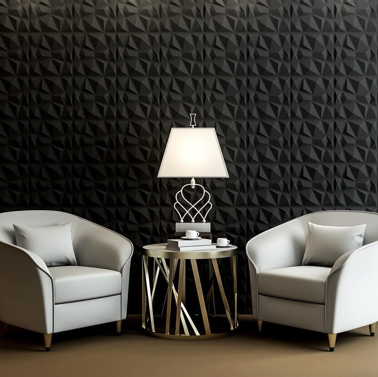 Art3d Decorative 3D Wall Panels in Diamond Design, 12″x12″ Matt White (33 pack)