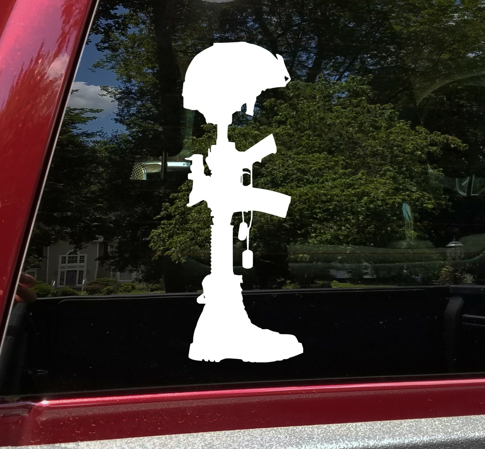 Fallen Soldier Vinyl Decal – Never Forget Battle Cross Honor – Die Cut Sticker