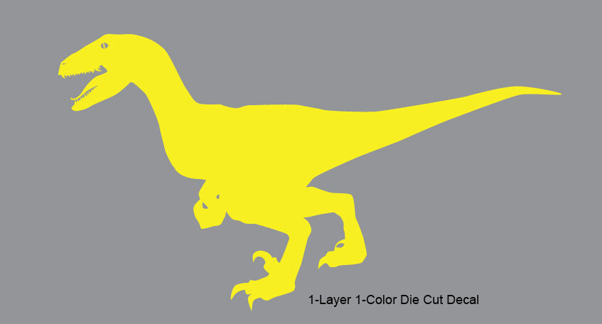 Dinosaur – Walking Velociraptor #5 – Jurassic Period – 4-21″ wide – DieCut Decal
