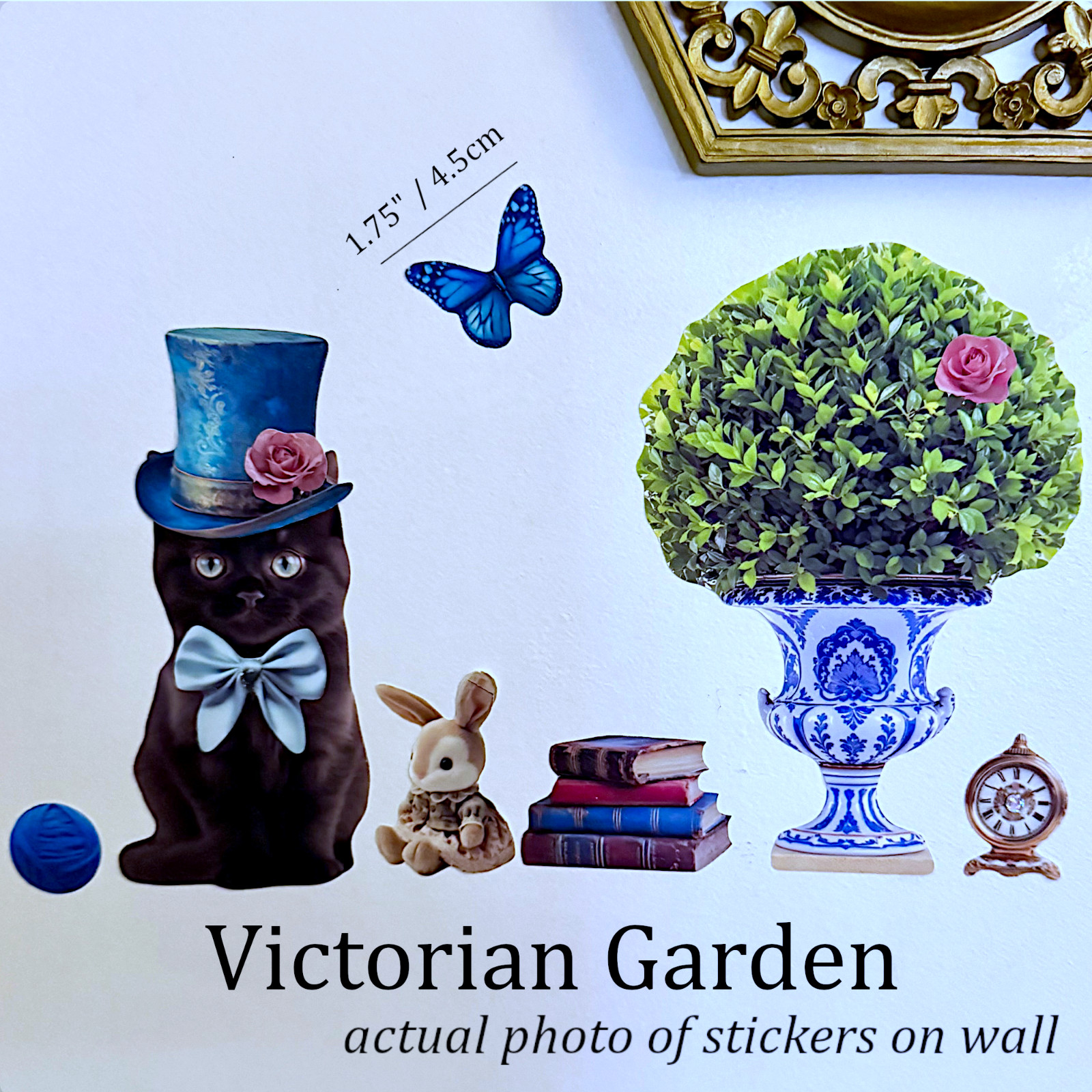 Kitten Wall Stickers, Victorian Garden. EZ Peel and Reposition. No-Rip