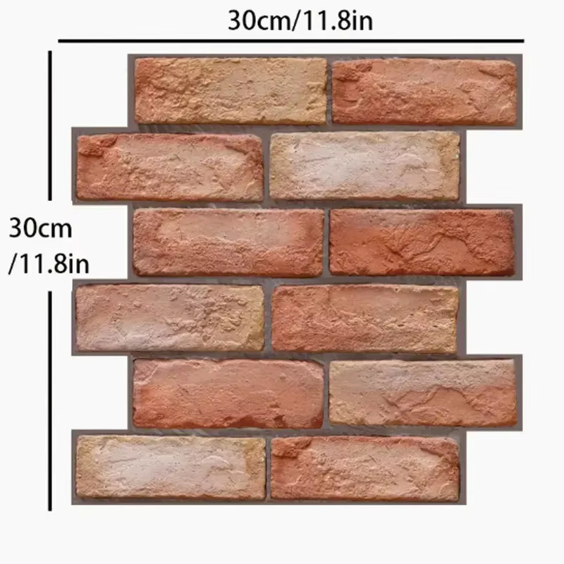 5/10Pcs Self Adhesive Waterproof 3D Wall Panels, Brick Wallpaper, Retro Sticker