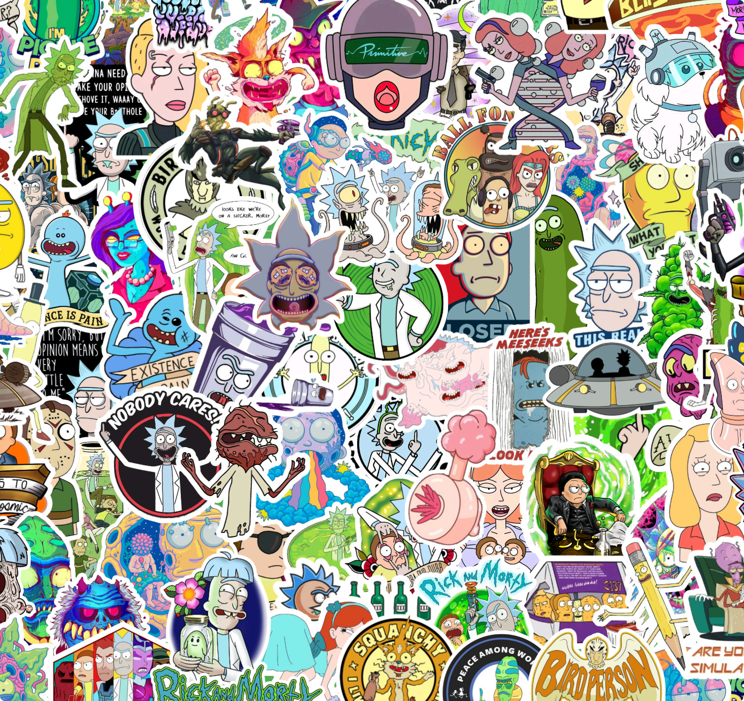 Rick and Morty Sticker Pack – 50/100 Stickers – Water Resistant Vinyl