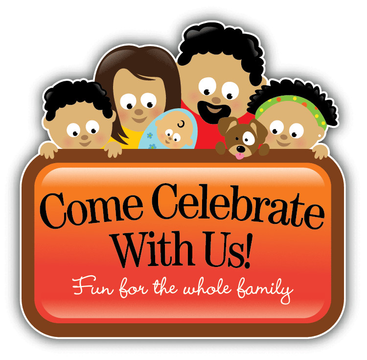 Come Celebrate With Us Family Slogan Car Bumper Sticker Decal