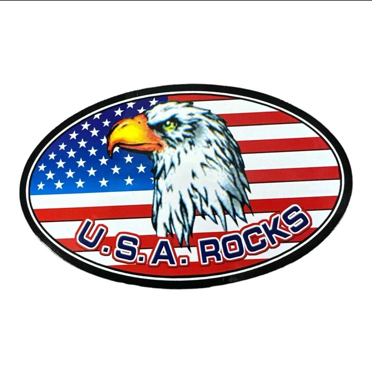 United States USA Rocks Patriotic Oval Magnet 5″ X 3″ Bald Eagle Free Shipping!
