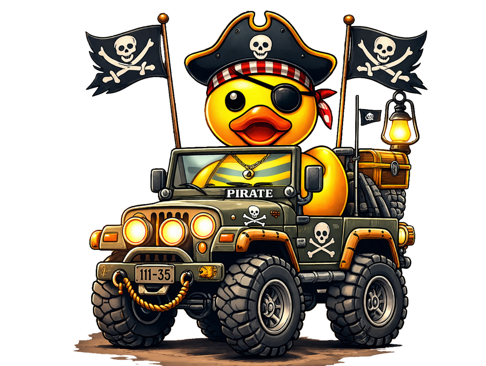 Pirate Rubber Duckie 4×4 Sticker Skull Off Road Duck Decal Ducks On Wheels