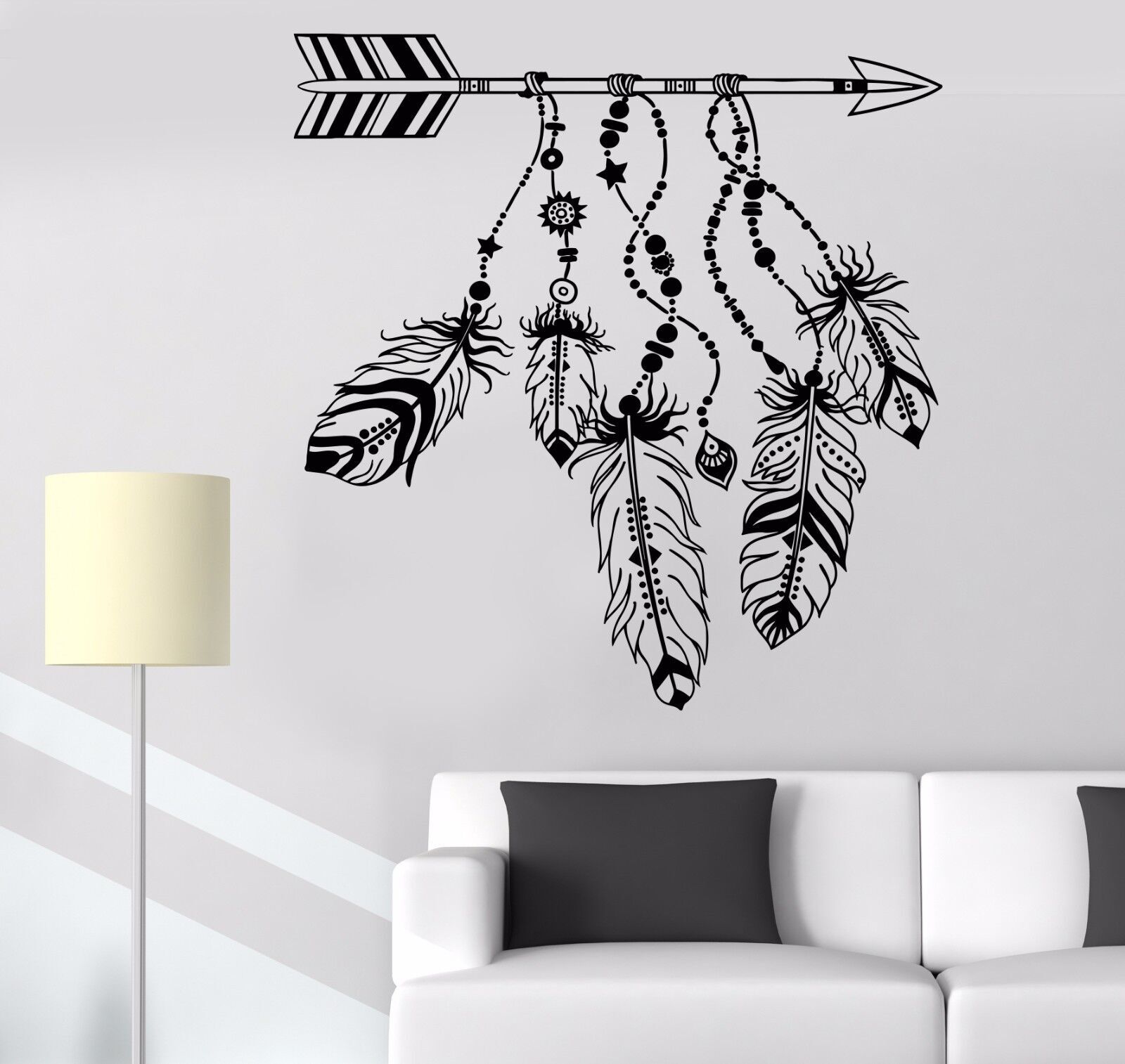 Vinyl Wall Decal Arrow Feathers Dreamcatcher Protective Amulet Stickers (1149ig)