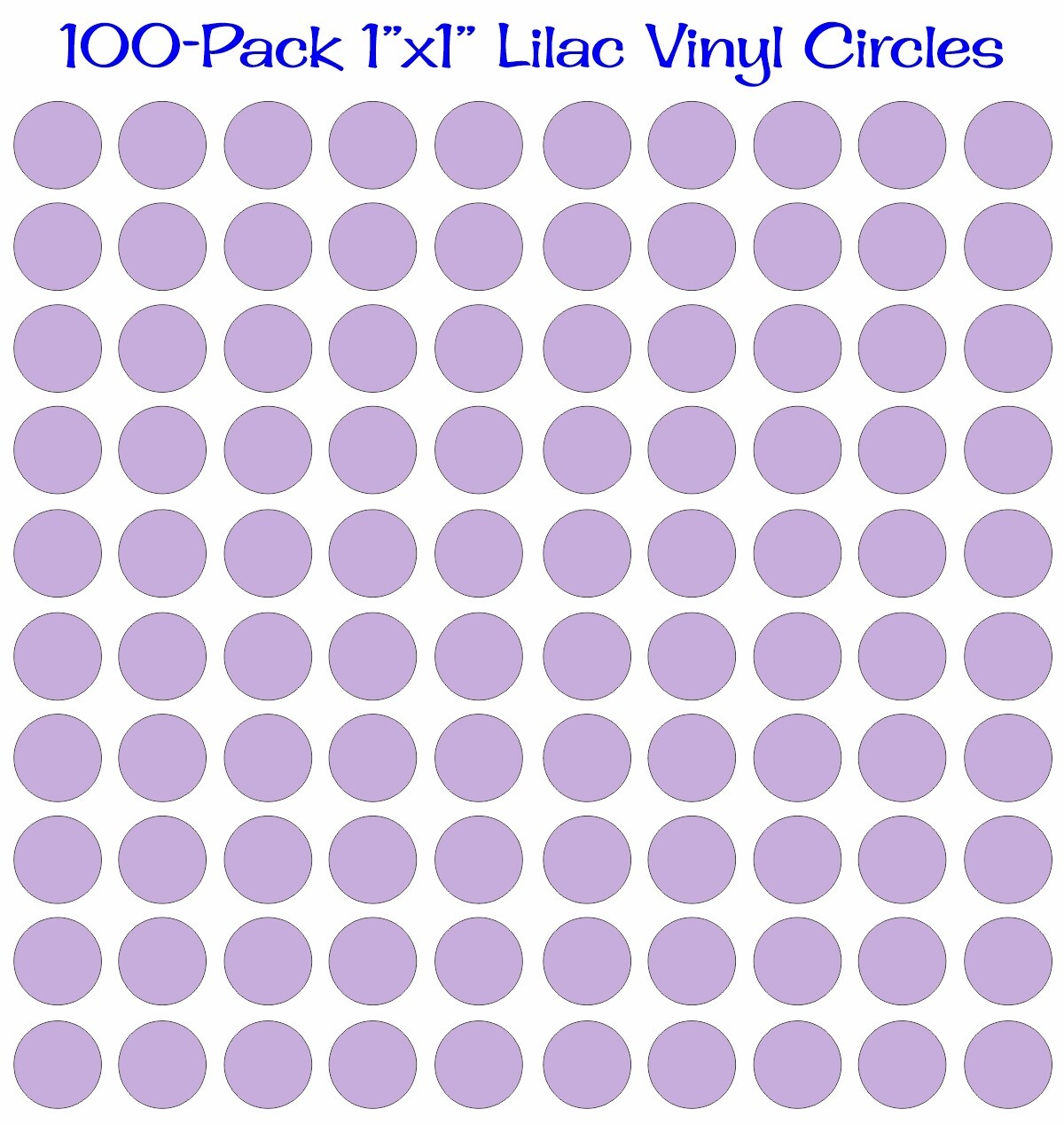 100 pack 1″x1″ Diameter Round Lilac Vinyl Circles / Polka Dots Decals 1×1
