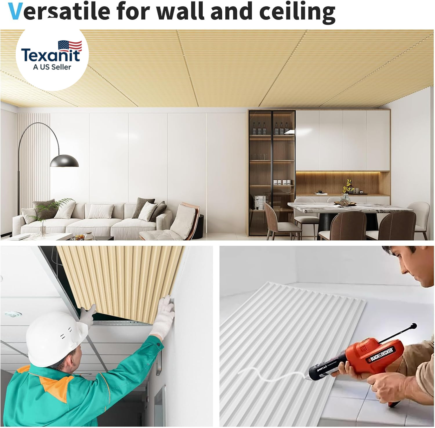 12-Pack Slat Design 3D Wall Panels for Interior Wall Decor, 2X4 FT PVC Decorativ